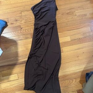 Brown One-Shoulder Dress